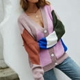 thumbnail image 3 of Vedolay Sweaters Womens Fall Knitted V-Neck Collared Pullover Long Sleeve Winter Sweater,Pink L, 3 of 5