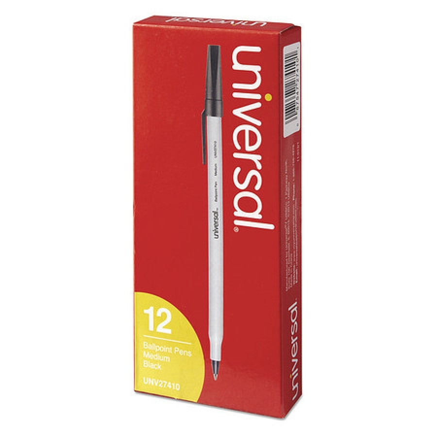 UNIVERSAL UNV27410 Stick Ballpoint Pen, Medium 1.0 mm, Black PK12