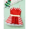 thumbnail image 6 of inhzoy Kids Girls Figure Ice Skating Dance Dress Christmas Candy Cane Stripe Tutu Skirted Leotard Red 16, 6 of 8
