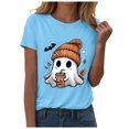 thumbnail image 6 of Linfrsh T-Shirts for Women Halloween Shirt For Women Fashion Print T Shirt Short Sleeve Women Short Sleeve Round Neck Tee T Shirt Printing Loose Top, 6 of 6