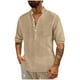 thumbnail image 2 of pstuiky hombres de manga larga, Camisa holgada informal con bolsillos ventilados y botones para hombre, cuello alto y mangas largas tops de invierno para hombre xxxl, 2 of 9