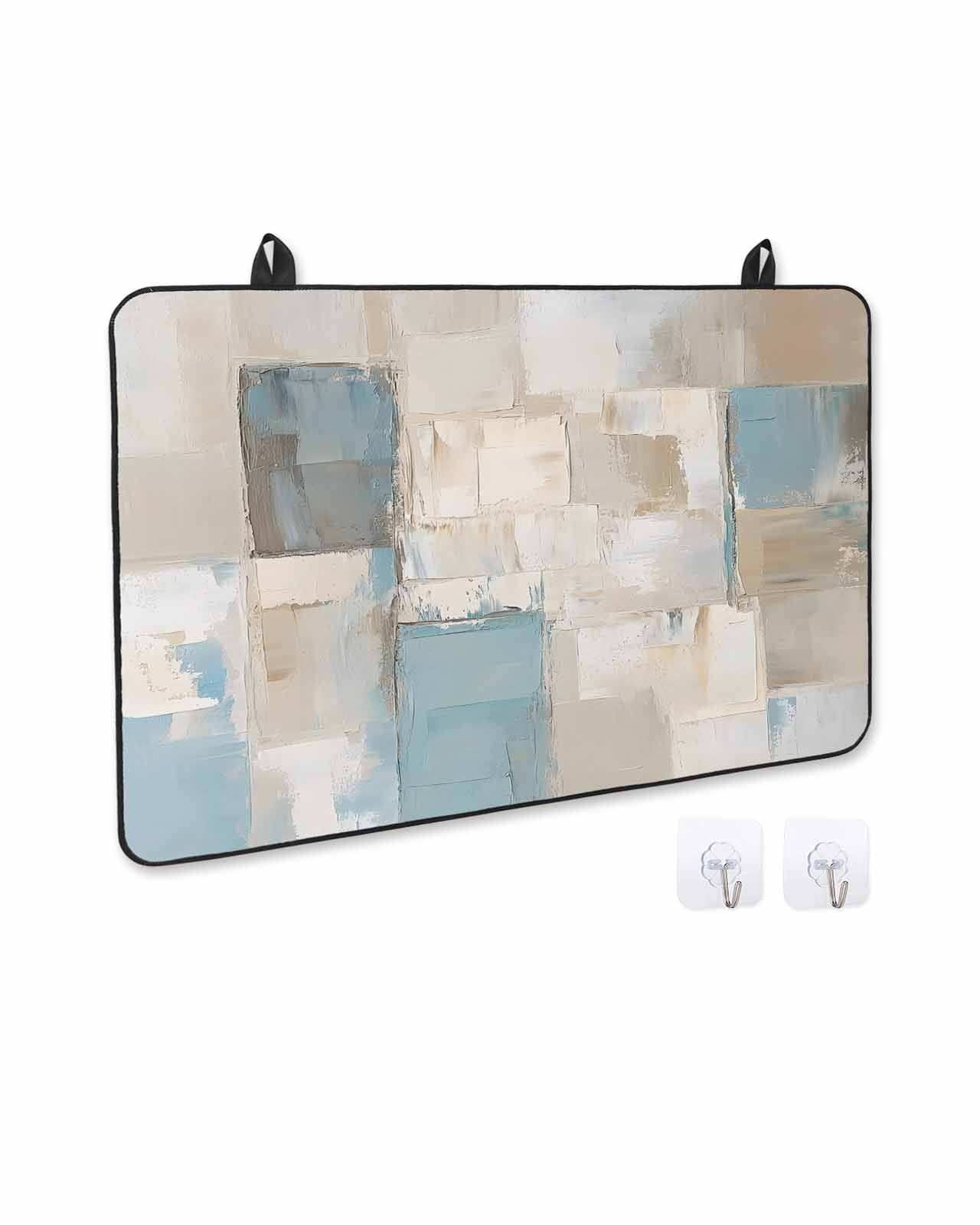 nqOlkjepod Large Induction Cooktop Protector Mat 24"x21", Blue Beige Color Blocks Stove Top Covers for Electric Stove, Abstract Oil Painting Art Stove Burner Cover Mats, Glass Top Stove Cover