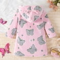 thumbnail image 6 of NIEWTR Kid's Baby Girl's Boys Flannel Robe Button Hooded Bathrobe Cartoon Print Toddler Cardigan Sleepwear for Fall Winter Soft Comfy Homewear(B-Light Pink,3-4 Years ), 6 of 9
