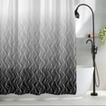 thumbnail image 2 of Gradient Grey Shower Curtain, Abstract Morocco Grey Curved Lines Waterproof Shower Curtain Set with 12 Hooks Lightweight Bath Curtains Fabric Bathroom Decor 72x78 Inches, 2 of 9