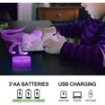 thumbnail image 3 of Lámpara de dinosaurio, luz nocturna 3D de dinosaurio para niños, 16 colores, control táctil inteligente y remoto, luz nocturna LED regulable para dormitorio, juguetes y regalos de cumpleaños para niño, 3 of 5