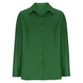 thumbnail image 3 of Elvqul Womens Button down Shirts Collared Womens Tops Green Comfy Long Sleeve Solid Shirt, 3 of 5