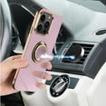thumbnail image 2 of Compatible with Rose Gold iPhone 14 Plus Case for Women Girls Kickstand Ring Holder 360 TPU Rotation Ring Case with Stand Plating Edge Work with Magnetic Mount Slim Luxury Case, Teal, 2 of 17