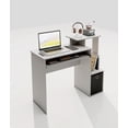 thumbnail image 3 of White Computer Desk with Drawers, Small Writing Desk with Storage Shelves for Home Office Bedroom Study Living Room, 3 of 12