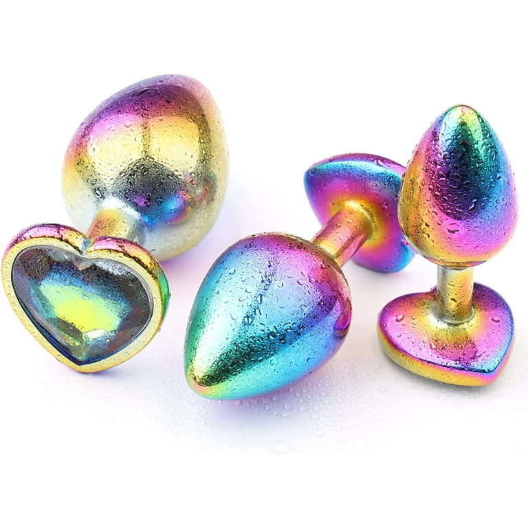 Butt Plug Anal Toy Colorful Jewel Metal Stainless S/M/L For Women Men  Couples