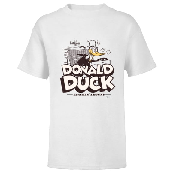Disney 100 Donald Duck Quackin’ Around Retro Vintage D100 - Short Sleeve T-Shirt for Kids - Customized-White