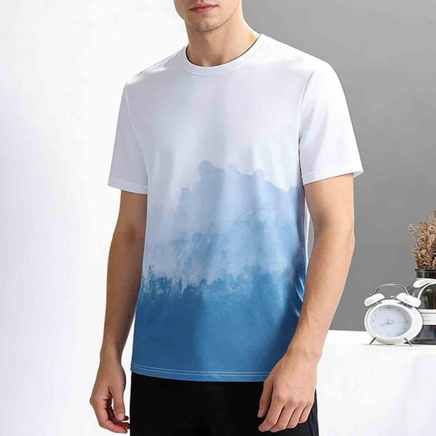 Tops para hombre, blusas y camisas de cuello redondo y manga corta para hombre, camisetas casuales holgadas deportivas transpirables de seda helada de media manga, blusas de cuello redondo y manga cor