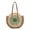 Green, variant on Straw Woven Shoulder Bag Round Crochet Tote Purse with Gradient Concentric Circles Pattern and Wide Leather Straps for Summer Beach Vacation
