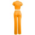 thumbnail image 4 of Gaecuw Matching Sweat Sets for Women Womens Two Piece Pants Set Short Sleeve Pullover Floor Length Wide Leg Athletic Pants Crew Neck Crop Yoga Outfits Lace up Gym Sets Solid Sweat Suits with Pockets, 4 of 5