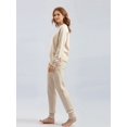 thumbnail image 4 of Women'S V Neck 2 Piece Sweater Set Pullover Casual High-Waisted Knit Set Sweatsuits Apricot One size, 4 of 9
