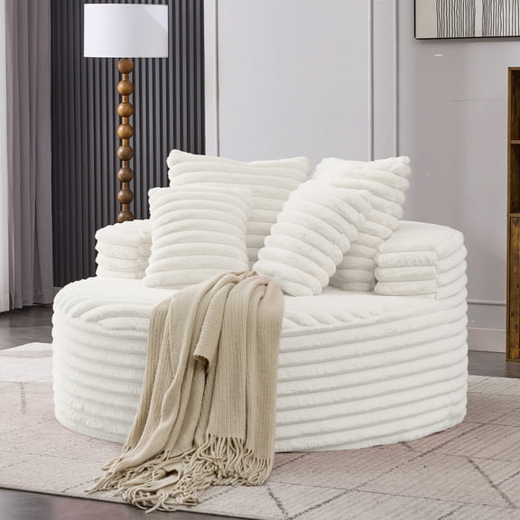 Oversized Upholstered Chaise Lounge Chair, Deep Seat Indoor Accent, Plush Boneless Barrel Sofa Chair for Living Room Bedroom Apartment