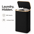 thumbnail image 2 of FOUKUS 100L Large Laundry Hamper with Lid: Laundry Basket with Bamboo Handles for Clothes and Toys, Freestanding Collapsible Laundry Basket for Bedroom and Bathroom - Black, 2 of 6