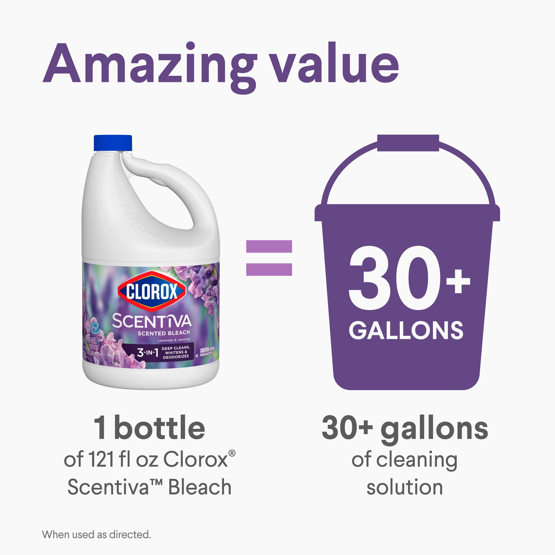Clorox Scentiva Scented Bleach, Lavender and Jasmine, 121 fl oz