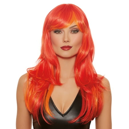 Women's Long Straight Layered Flame Wig