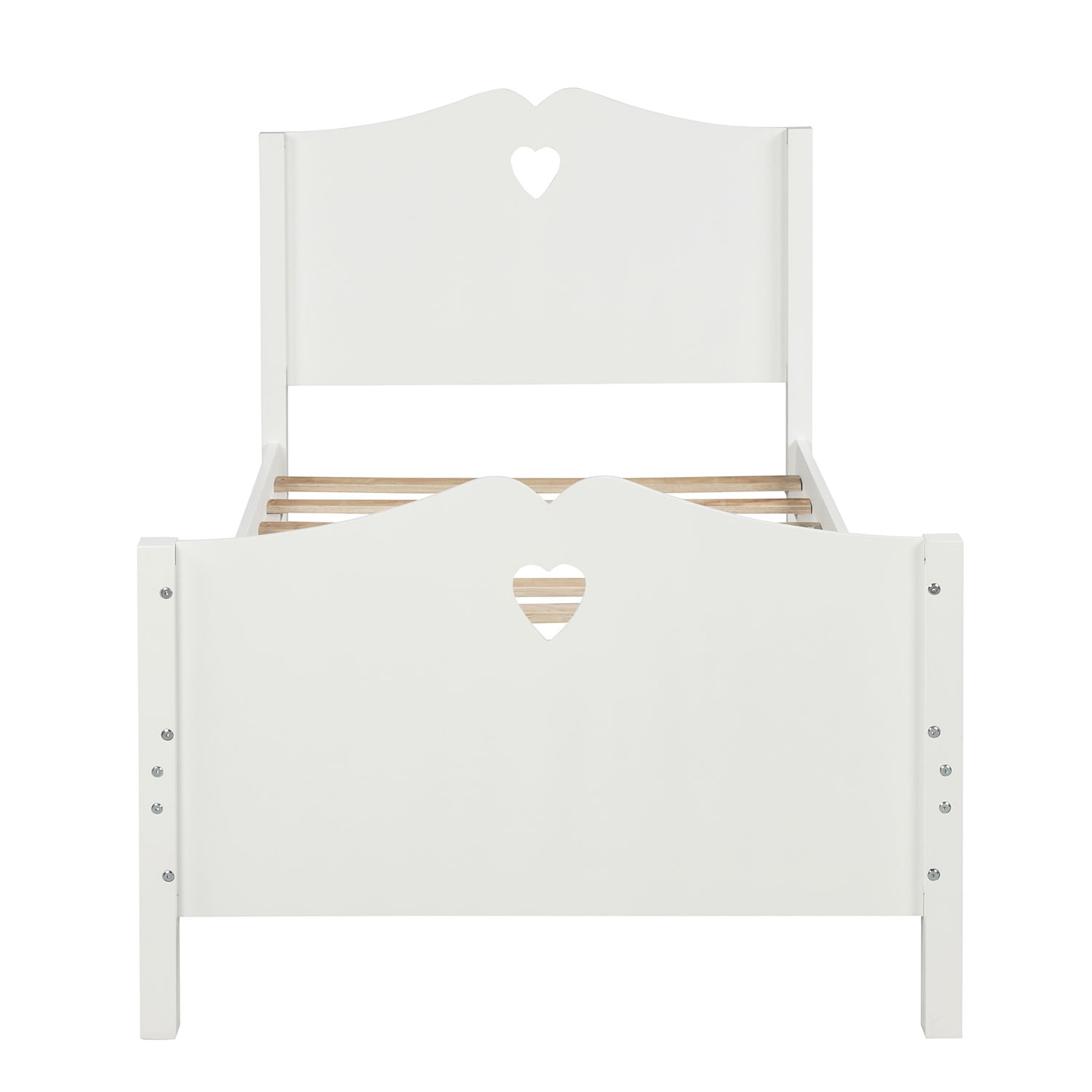 Kepooman Twin Size Platform Bed Frame with Headboard & Footboard for Bedroom, 80"L x 42"W x 43"H, White Kepooman Twin Size Platform Bed Frame with Headboard & Footboard for Bedroom, 80"L x 42"W x 43"H, White