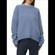 thumbnail image 3 of Suéter de Mujer, Cuello Redondo, Larga, Holgado, Tejido Suave, Dobladillo Acanalado, para Otoño e Invierno. Azul Niebla Talla Única, 3 of 9