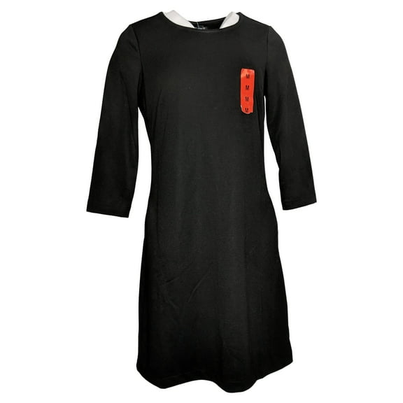 Nicole Miller Dress Sz M Regular ¾ Sleeve Knee Length Black