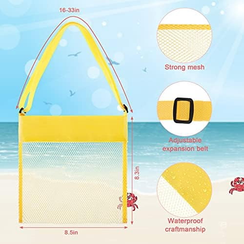 15 Pack Mesh Beach Tote Bag, Seashell Bags, Bag Toys Organizer for Holding Beach Teens' Toys Market Picnic(Classic Style)
