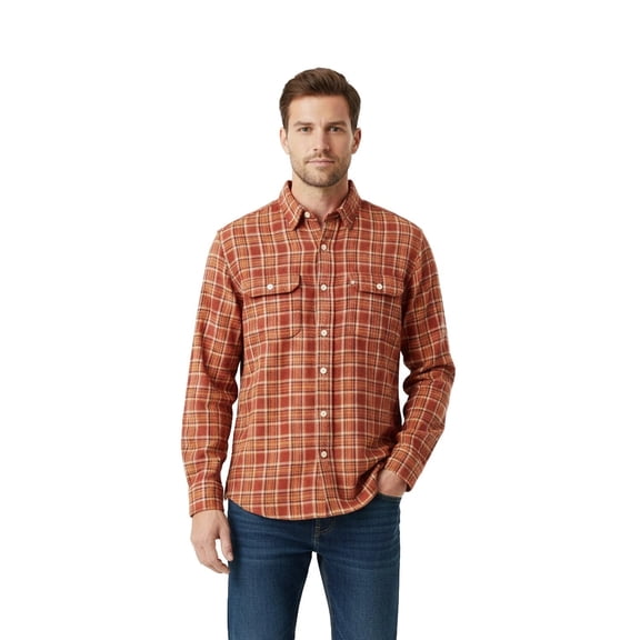 Levi's Men's Copper Plaid Shirt Long Sleeve Workers Shirts (S07)