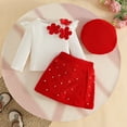 thumbnail image 5 of NAFUU Baby Girls Clothes Set Toddler Girl Fall Winter Clothes Floral Long Sleeve Ribbed Knit T Shirt Top And Shorts Set With Hat 3Pcs Outfits Fashion Outfit 2-3 Years, 5 of 7