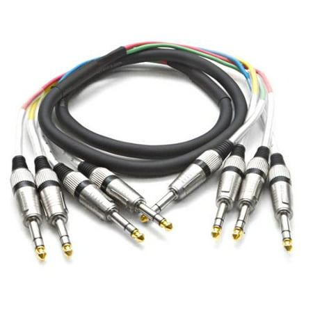 4 channel 1/4 trs snake cable - 5 feet long - serviceable ends - pro audio effects snake for live live, recording, studios, and gigs - patch, amp, mixer, audio interface (Best 4 Channel Audio Interface)