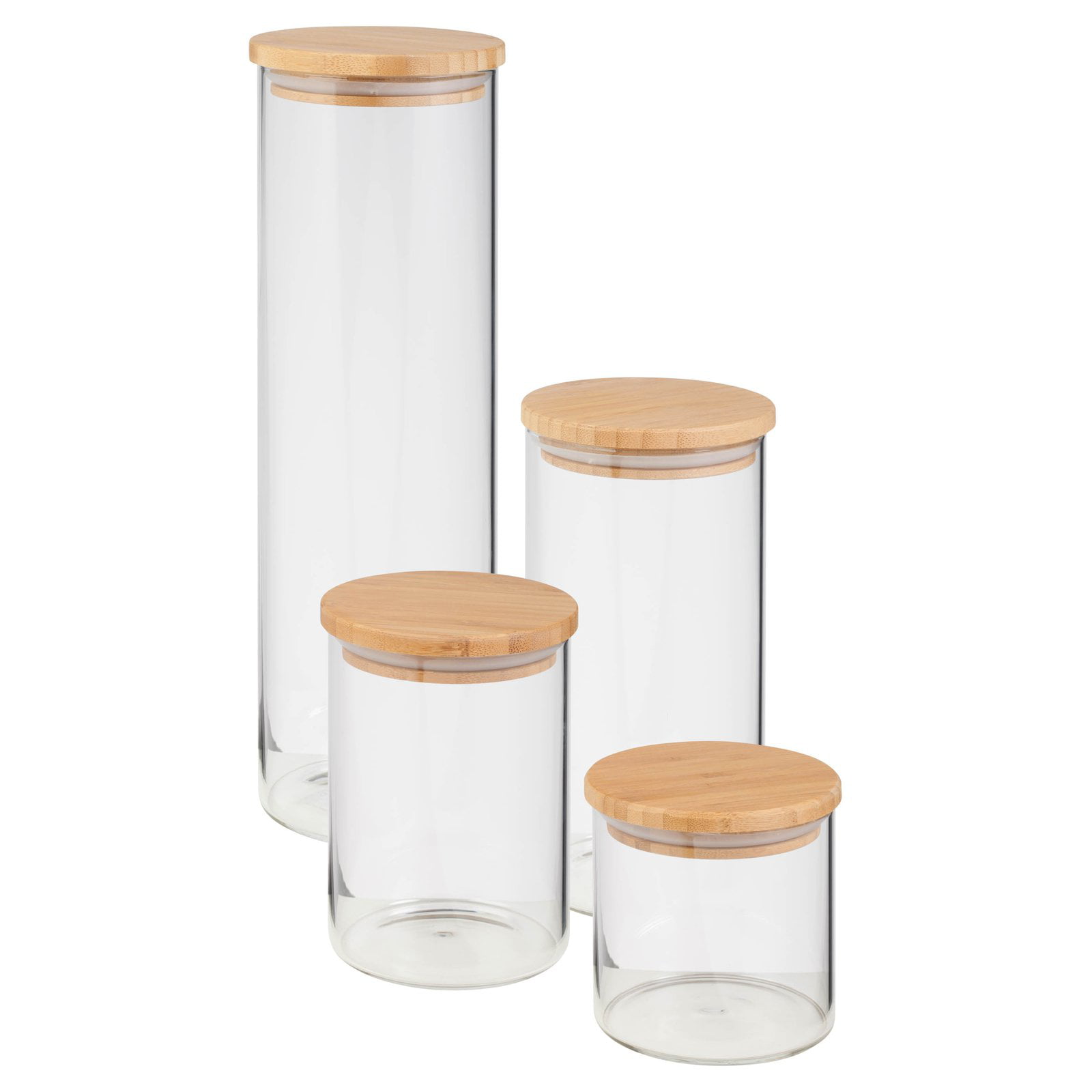 Shop Mainstays 4-Piece Glass Kitchen Canister Set with Bamboo Lids from Walmart on Openhaus