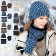 thumbnail image 4 of 3 Piece Beanie Hat Scarf Gloves Set Women Touchscreen Gloves Neck Warmer Warm Knit Beanie Cold Weather Skull Caps Winter Scarf White One Size, 4 of 4