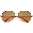 thumbnail image 1 of sunglassLA Unisex Oversize Rimless Aviator Sunglasses Double Crossbar Gradient Lens 61mm (Gold / Brown Pink) - 61mm, 1 of 4