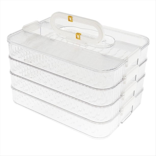 Contenedor de Fiambrera de 4 para Refrigerador, Contenedor de Almacenamiento de Tocino, Caja de Almacenamiento de Alimentos para Refrigerador
