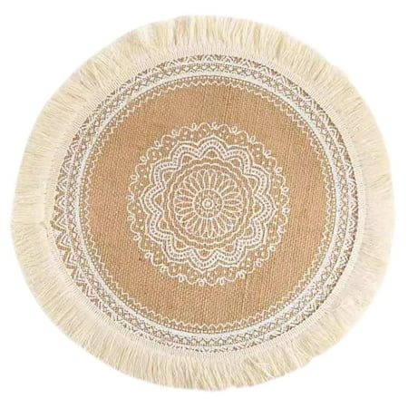 

JANGSLNG Bowl Coasters Bohemian Foldable Heat Insulation Flax Washable Bowl Cup Mat for Home