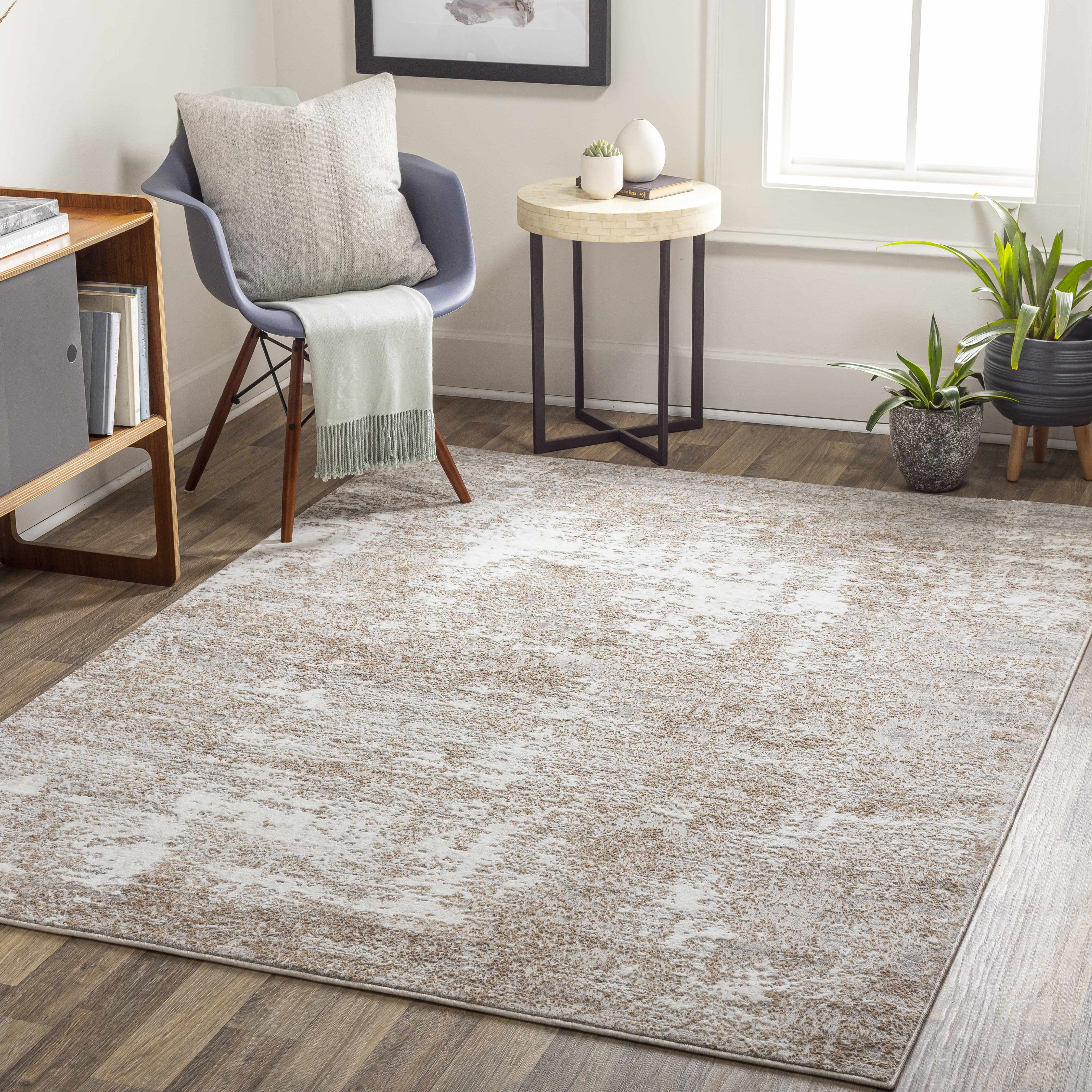 Hauteloom Oshawa Living Room, Bedroom Area Rug Modern Gray, Brown