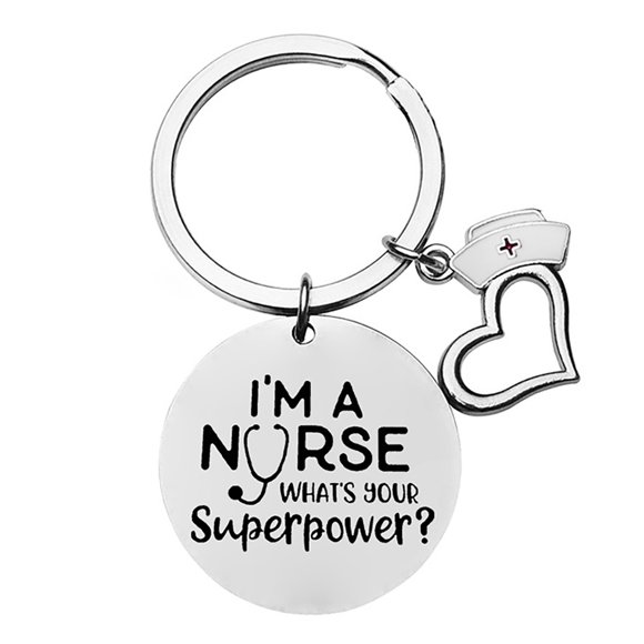 Up to 65% Off Creative Fashion Silver Nurse's Day Gift Lettering Keychain Nurse Hat Gift Necklace Rings Earring Jewelry on Clearance