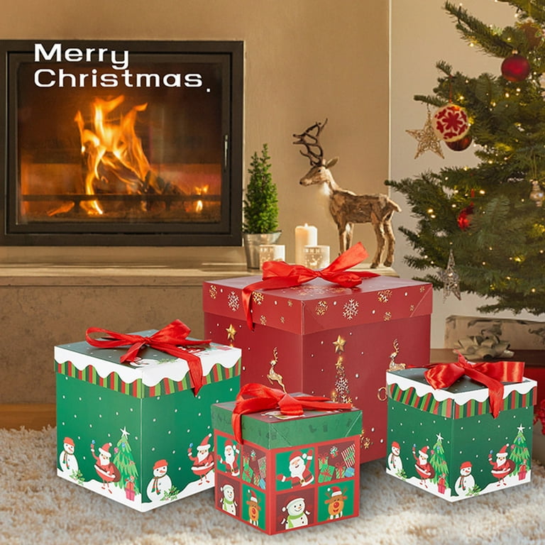 Bobasndm 3Pcs Christmas Gift Boxes, Buffalo Plaid Christmas