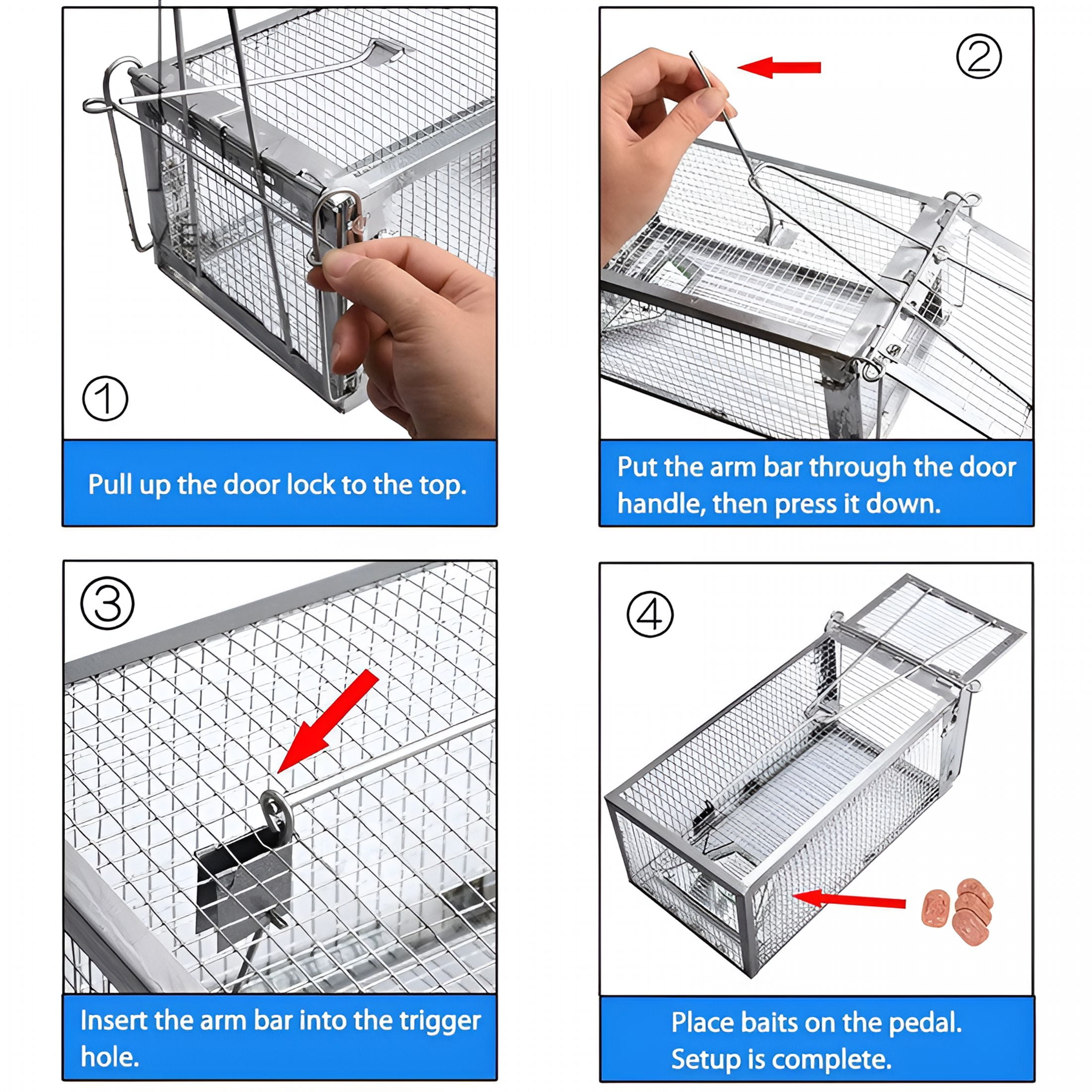 XIBUFE 2 Pack Humane Rat Trap Mouse Traps Cage for Indoor or Outdoor, Small Rodent Chipmunk Squirrel Trap Live Animal Cage Catch and Release