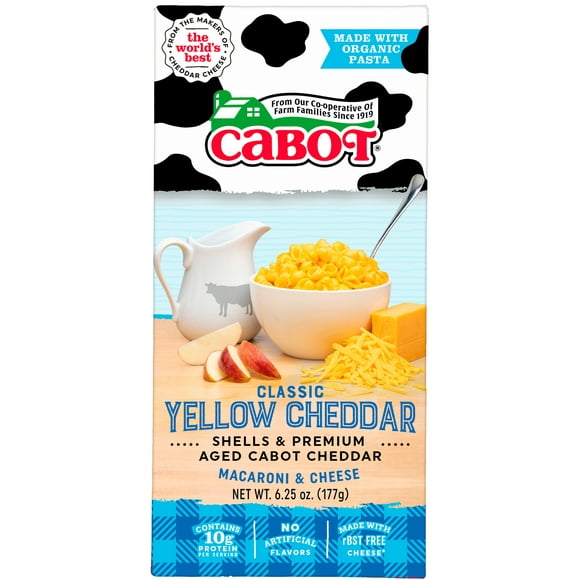 Cabot Classic Yellow Cheddar Macaroni and Cheese Shells, 6.25 oz, Shelf-Stable