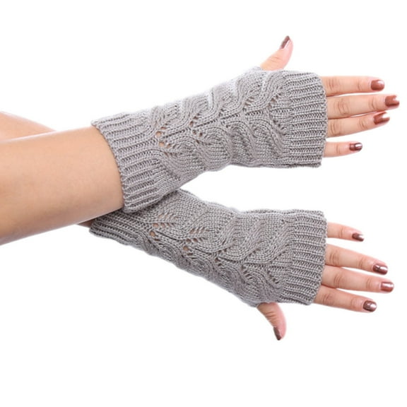Dyfzdhu Women Fall Winter Casual Simple Solid Color Fashion Twist Hollow Knit Warm Gloves