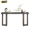 thumbnail image 2 of GZXS 63" Rectangle Couch Table for Living Room, Modern Entryway Console Table with Solid Wood Legs and Geometric Structure, Dark Gray, 2 of 6