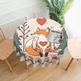 thumbnail image 2 of ZNDUO Love Happy Little Fox Pattern Round Tablecloth, Anti-fouling and Anti-wrinkle Washable Polyester Table Cloth, 60 inch, 2 of 8