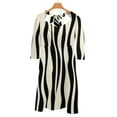 thumbnail image 6 of Abstract Wavy Black White Stripes Womens Summer Dress Tie Back A Line Flare Dress, 6 of 9