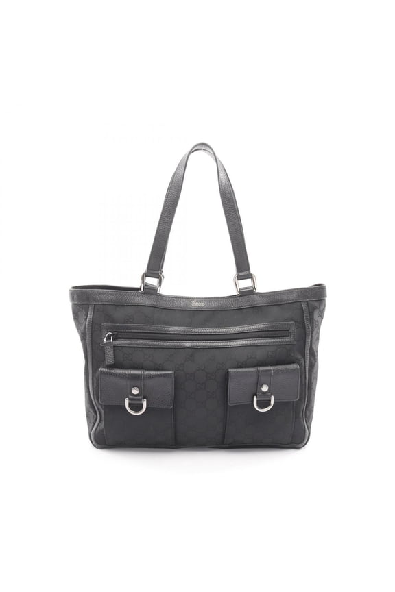 Pre-Owned Gucci Abbey GG Pattern Tote Bag Handbag Nylon Leather Women's Black 268639