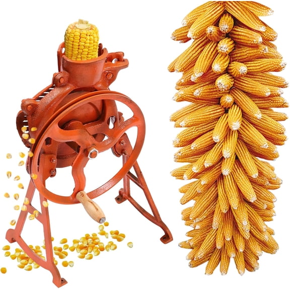 Miumaeov Corn Sheller Machine Hand Crank - Corn Cob Stripper with Stand,for Small Farm and Household Usage (Orange)