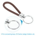 thumbnail image 3 of Braided Leather Keychain with Stainless Steel Key Ring, PU Woven Wristlet Lanyard, Light Brown, 3 of 5