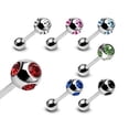 thumbnail image 2 of Disco Ball Tongue Ring 14G (1.6mm) With CZ Surgical Steel Nickel Free (1Piece) (Blue) (B/6/6), 2 of 2