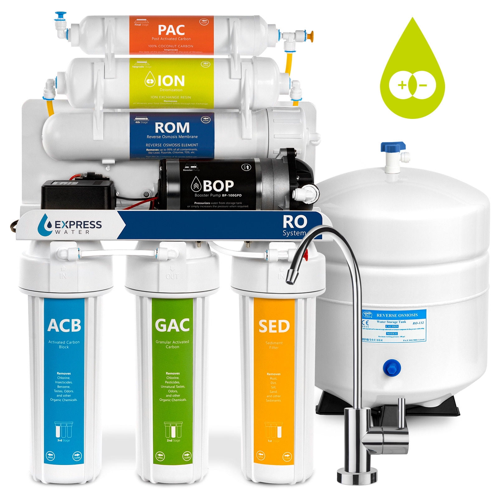 Deionization Reverse Osmosis Water Filtration System RO DI w/ Pump 100 GPD
