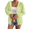 thumbnail image 2 of Women's Zip Up Hooded Jacket Textured Long Sleeve Lightweight Cardigan Casual Loose Outerwear For Beach, Casual Outings S, 2 of 4