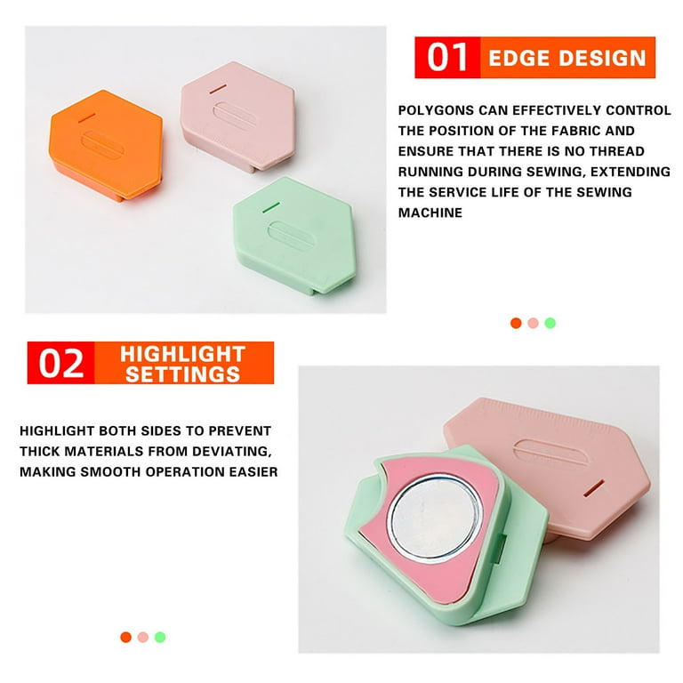 3Pcs Sewing Magnetic Seam Guide, Magic Polygon With Graduated Magnetic Gauge Sewing Machine Multi-Purpose Fixed Gauge Magnet Clasp Locator Tool ( Green